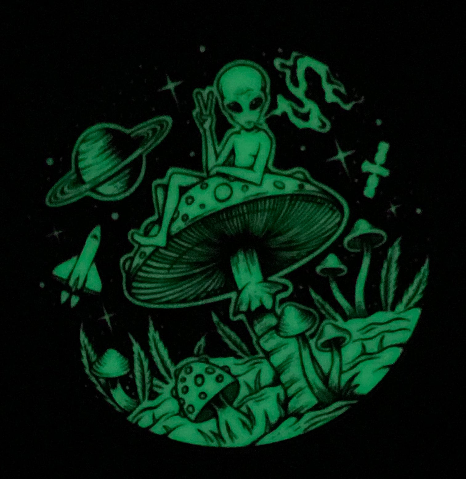 Alien on Mushrooms Sticker