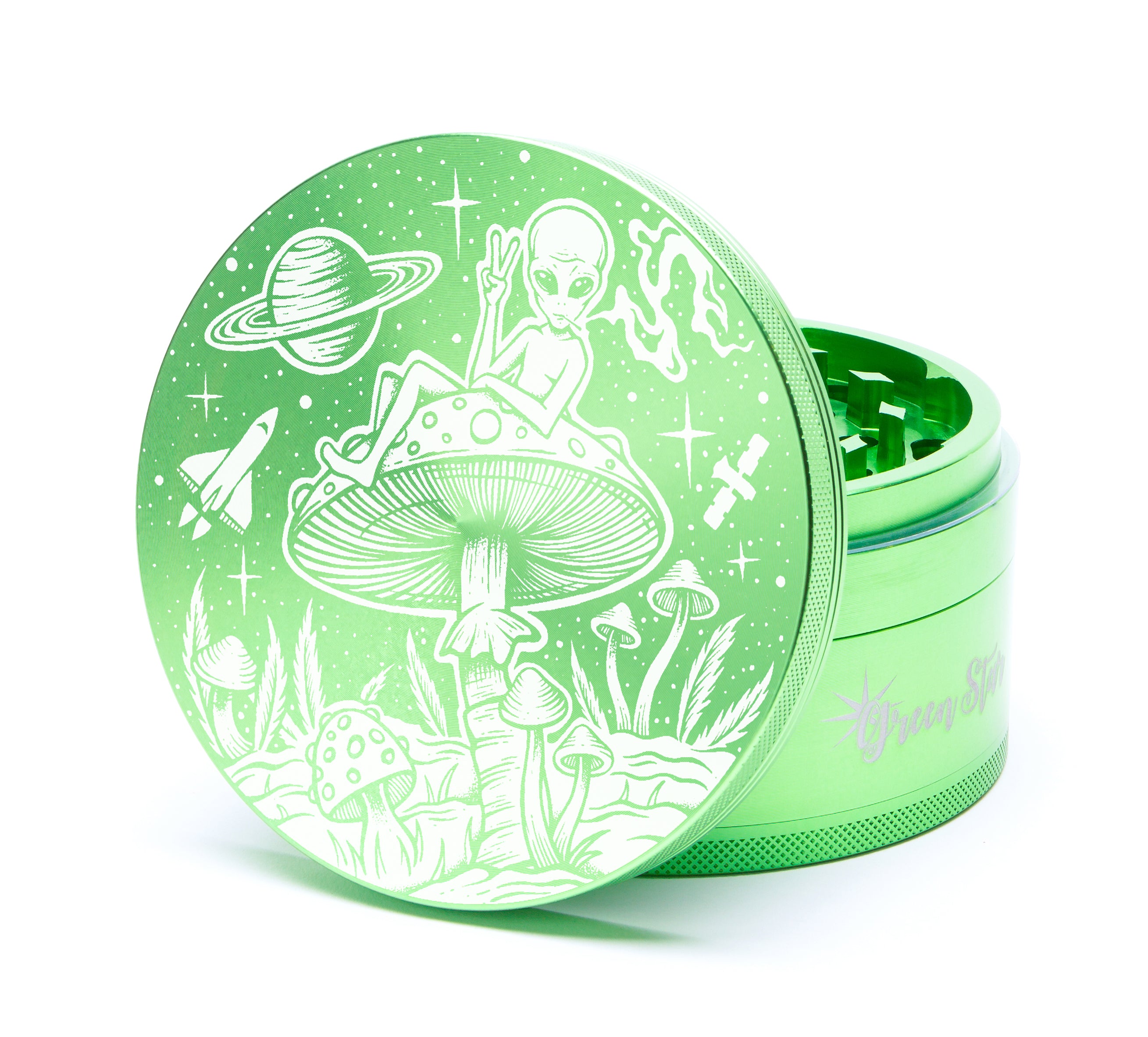 Alien on Mushrooms Design on 4 (100mm) JUMBO Grinder – Shop Green Star