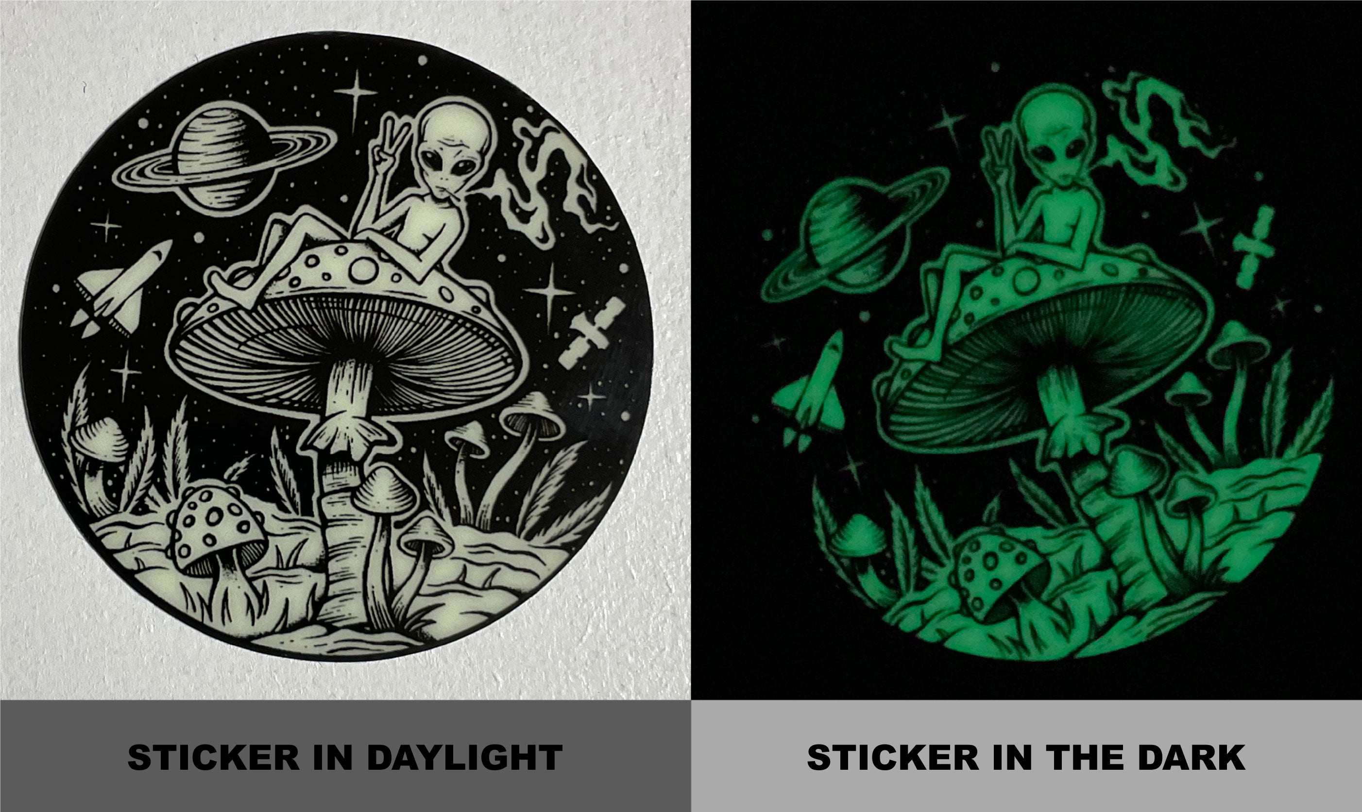 Alien on Mushrooms Sticker