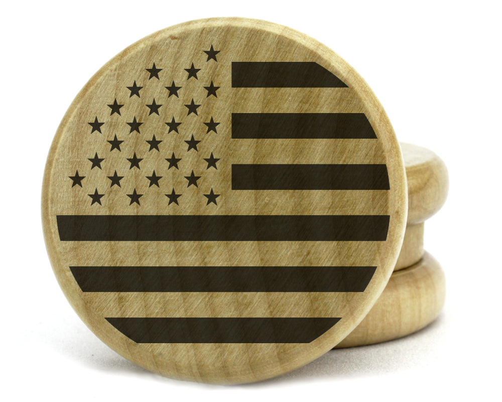 American Flag Design on Wooden Grinder