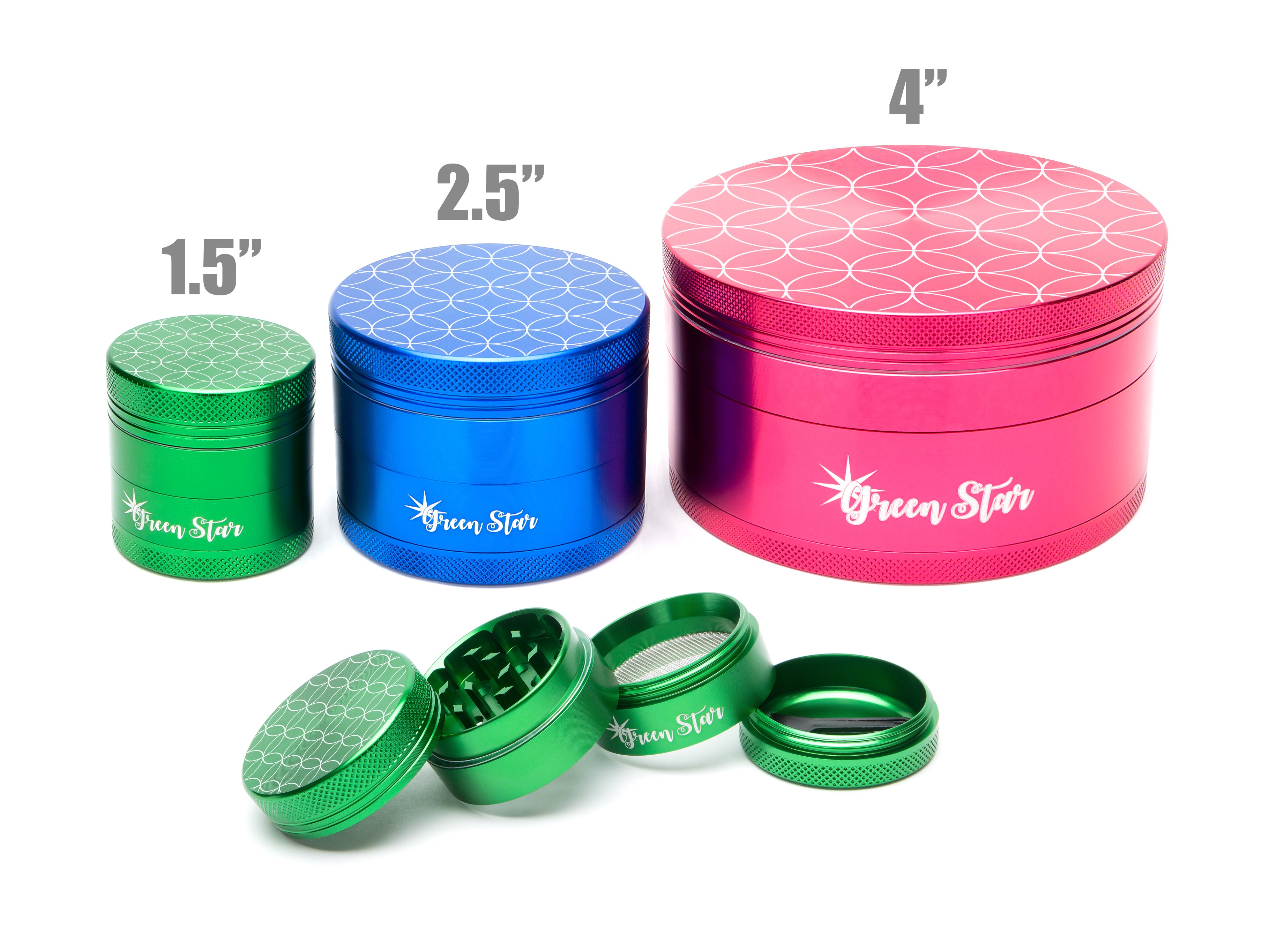 1.5" (40mm) 4-Piece Grinder with Circles Pattern Design