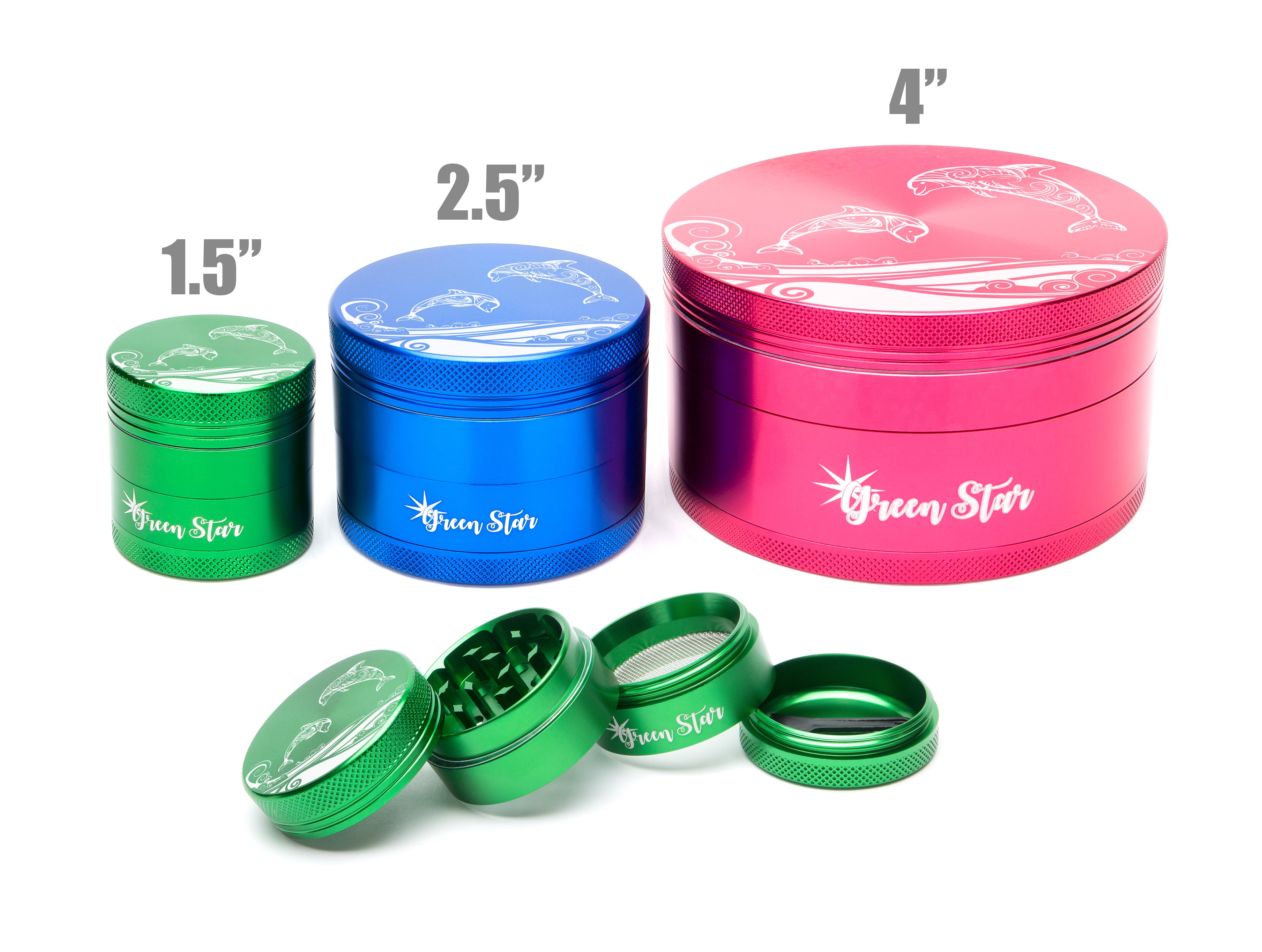 1.5" (40mm) 4-Piece Grinder with Dolphins Design