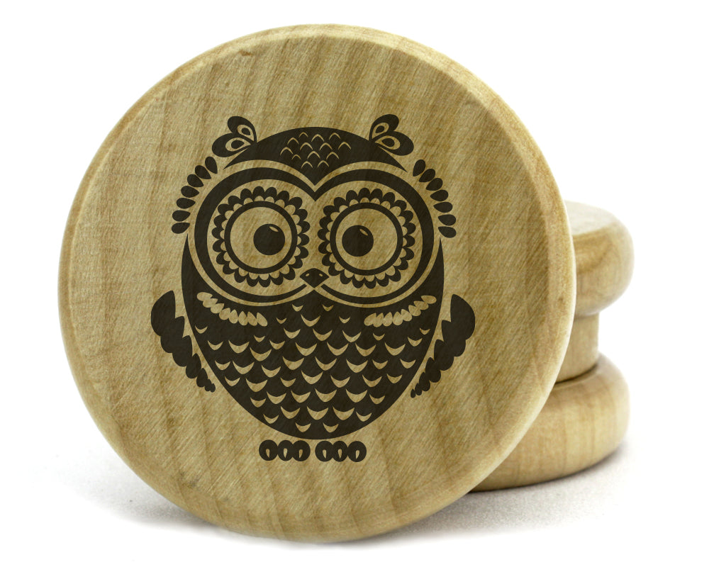 Single Owl Design on Wooden Grinder