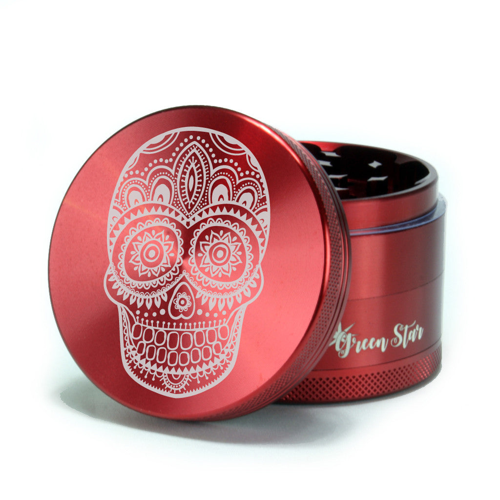 Floral Skull Design Herb Grinder